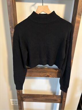 Sunday Best Black Cropped Mock Neck Sweater